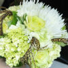 Bright green and white nosegay bouquet with whimsical touches